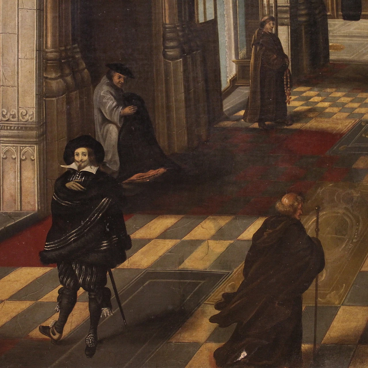 Interno della Cattedrale di Anversa, dipinto scuola fiamminga del XVII 10