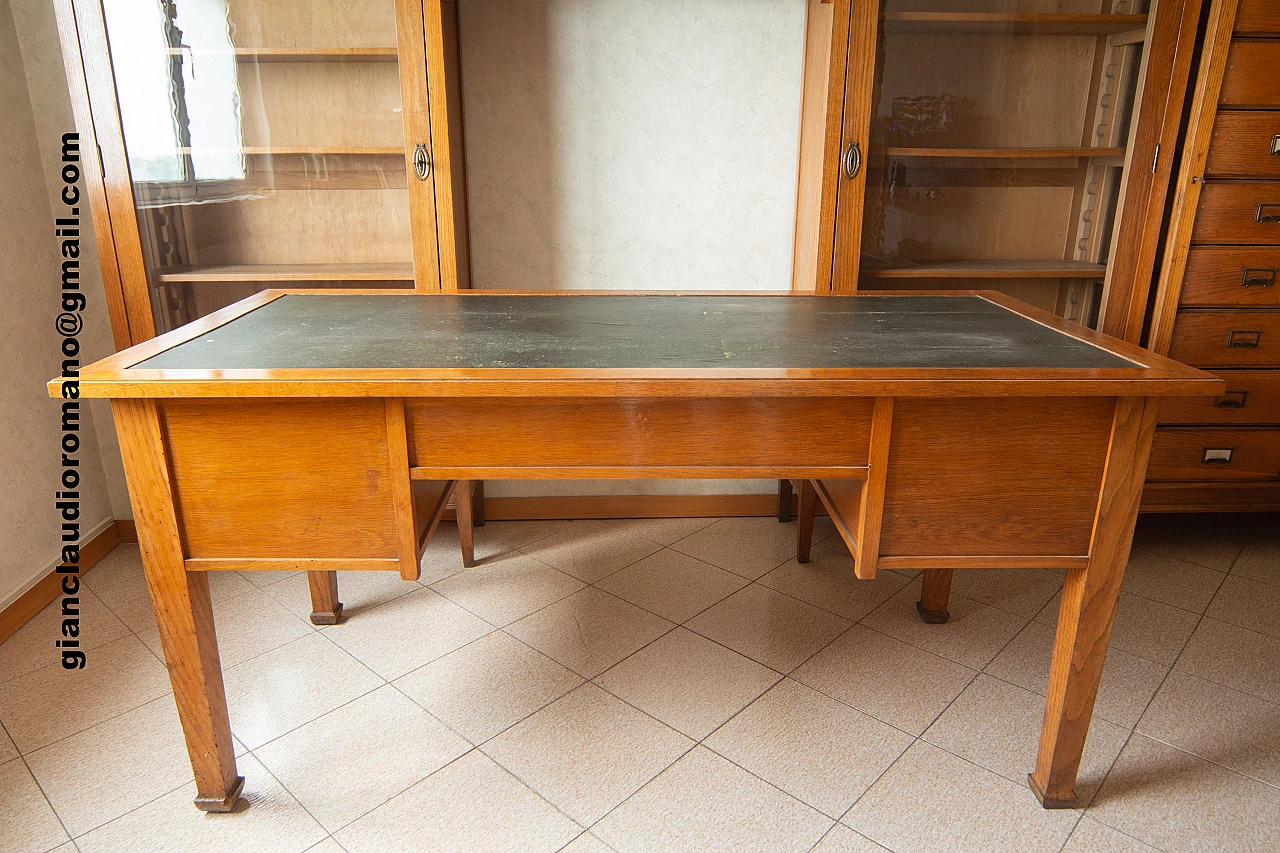 Desk with green leather top, 30's 1