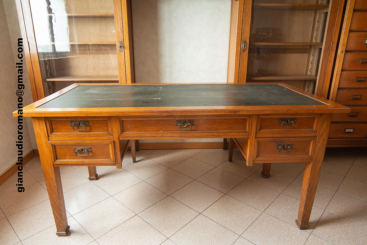 Desk with green leather top, 30's 2