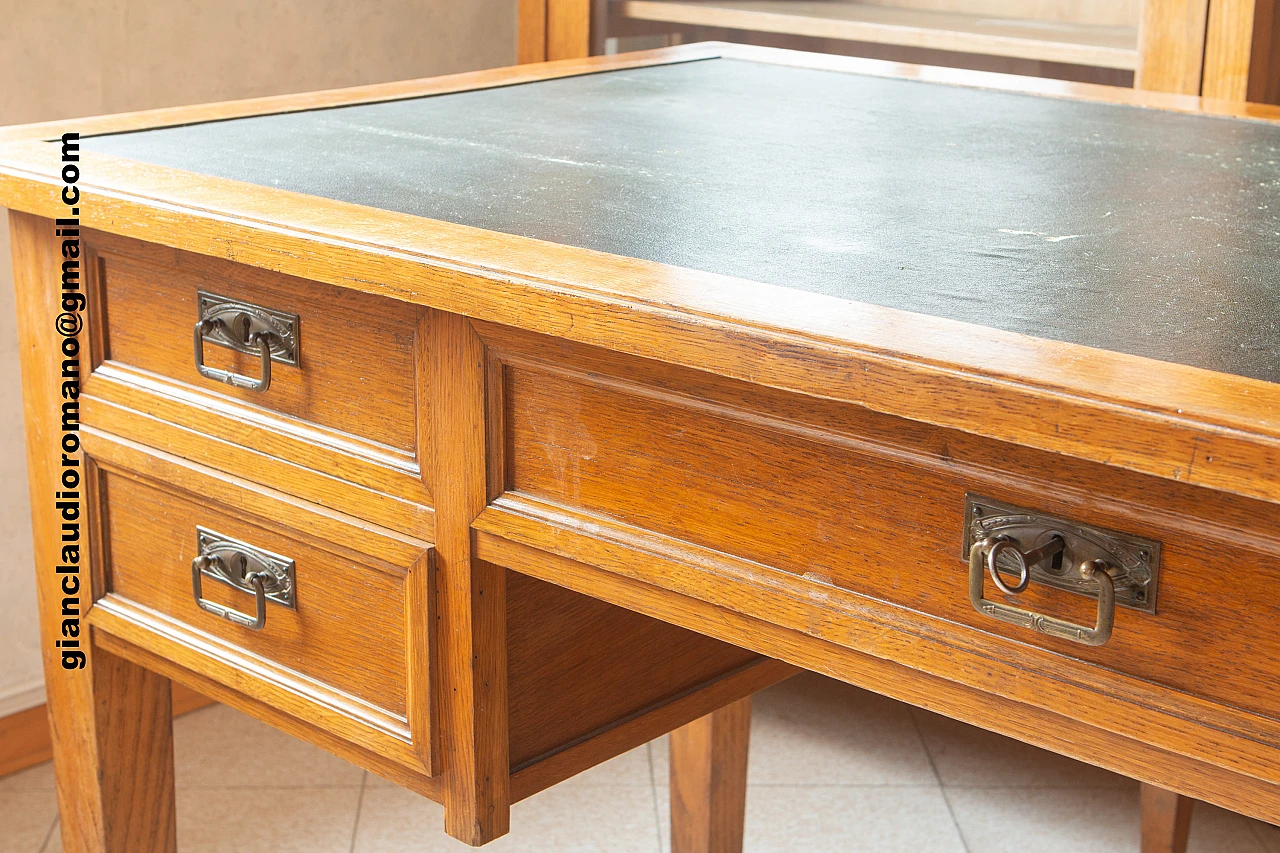 Desk with green leather top, 30's 3