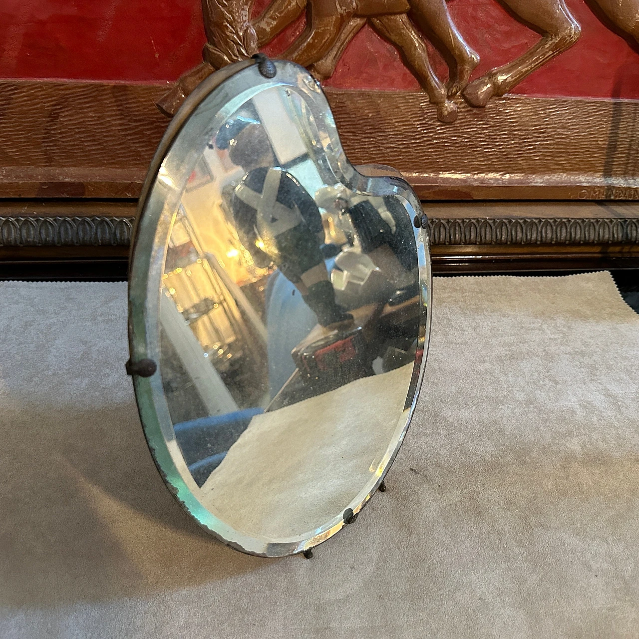 Wood and glass palette table mirror By L. Fontana, 1930s 2