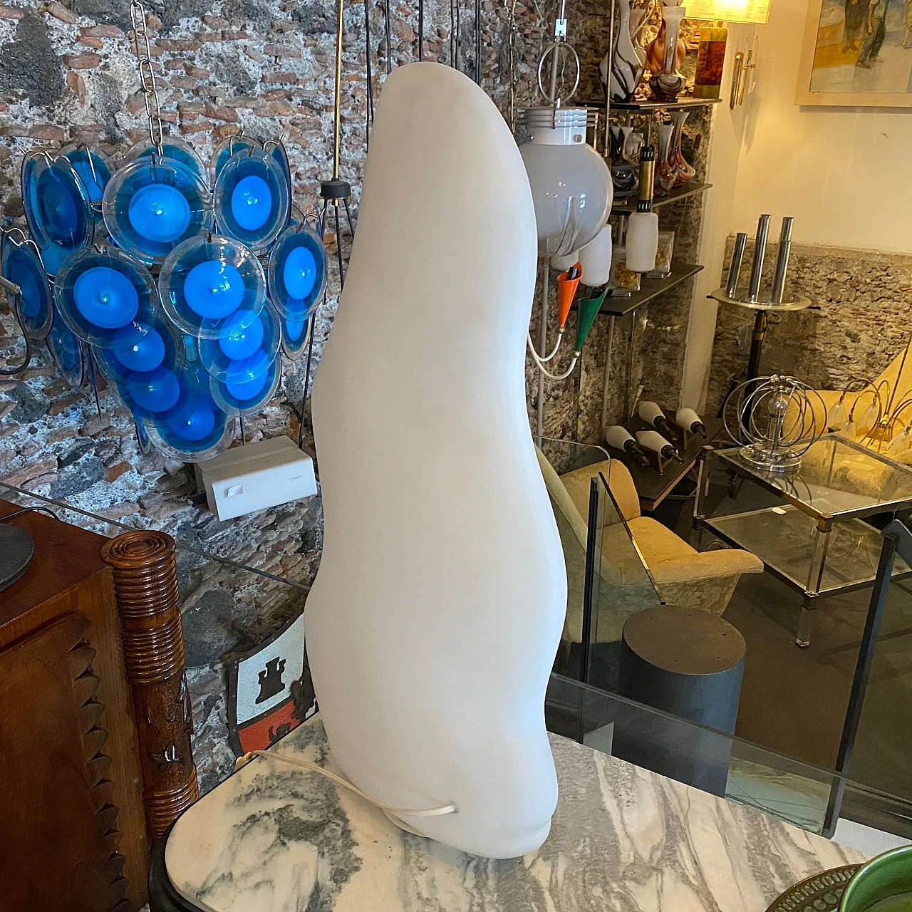 Lampada da tavolo Iceberg in vetro smerigliato anni '80 3