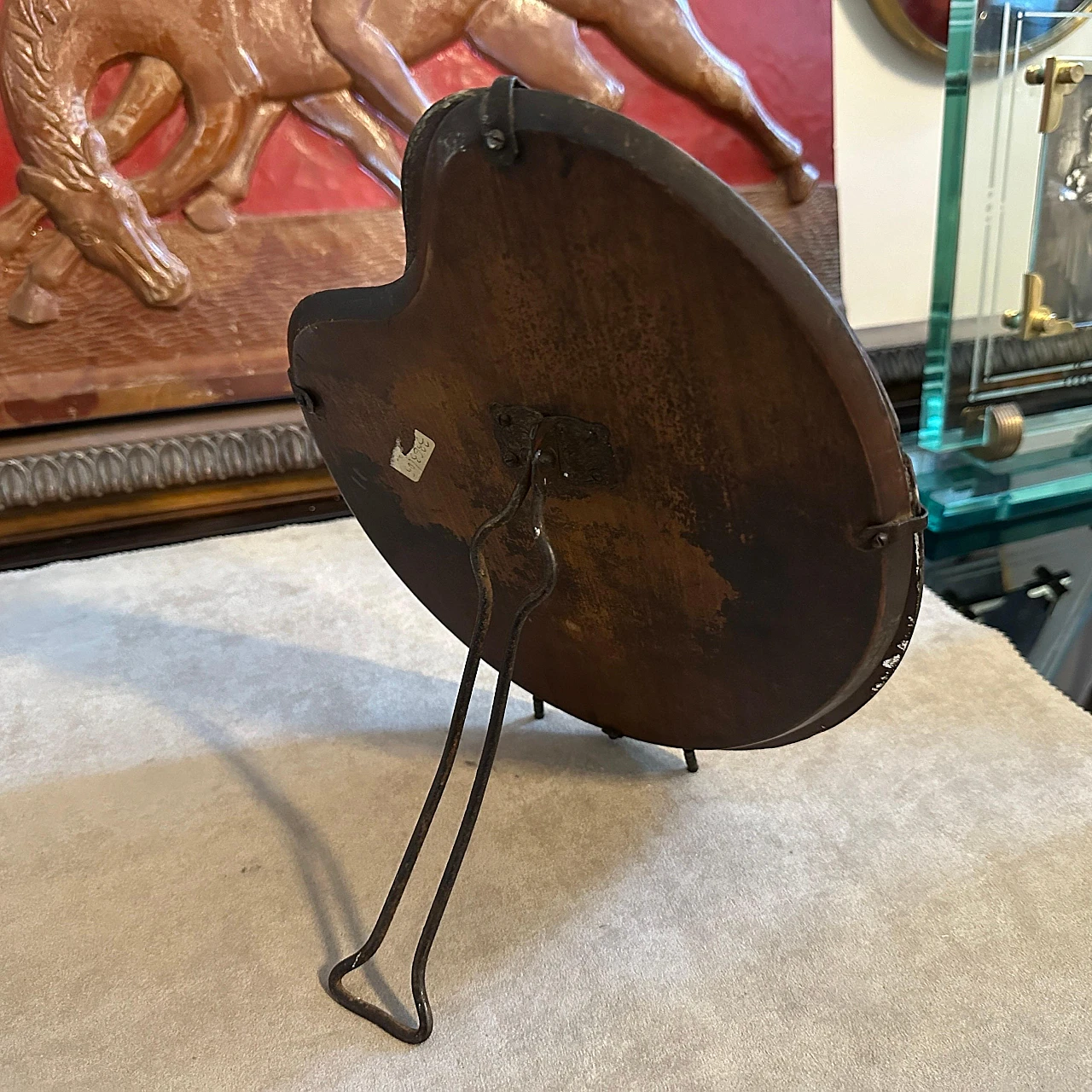 Wood and glass palette table mirror By L. Fontana, 1930s 3