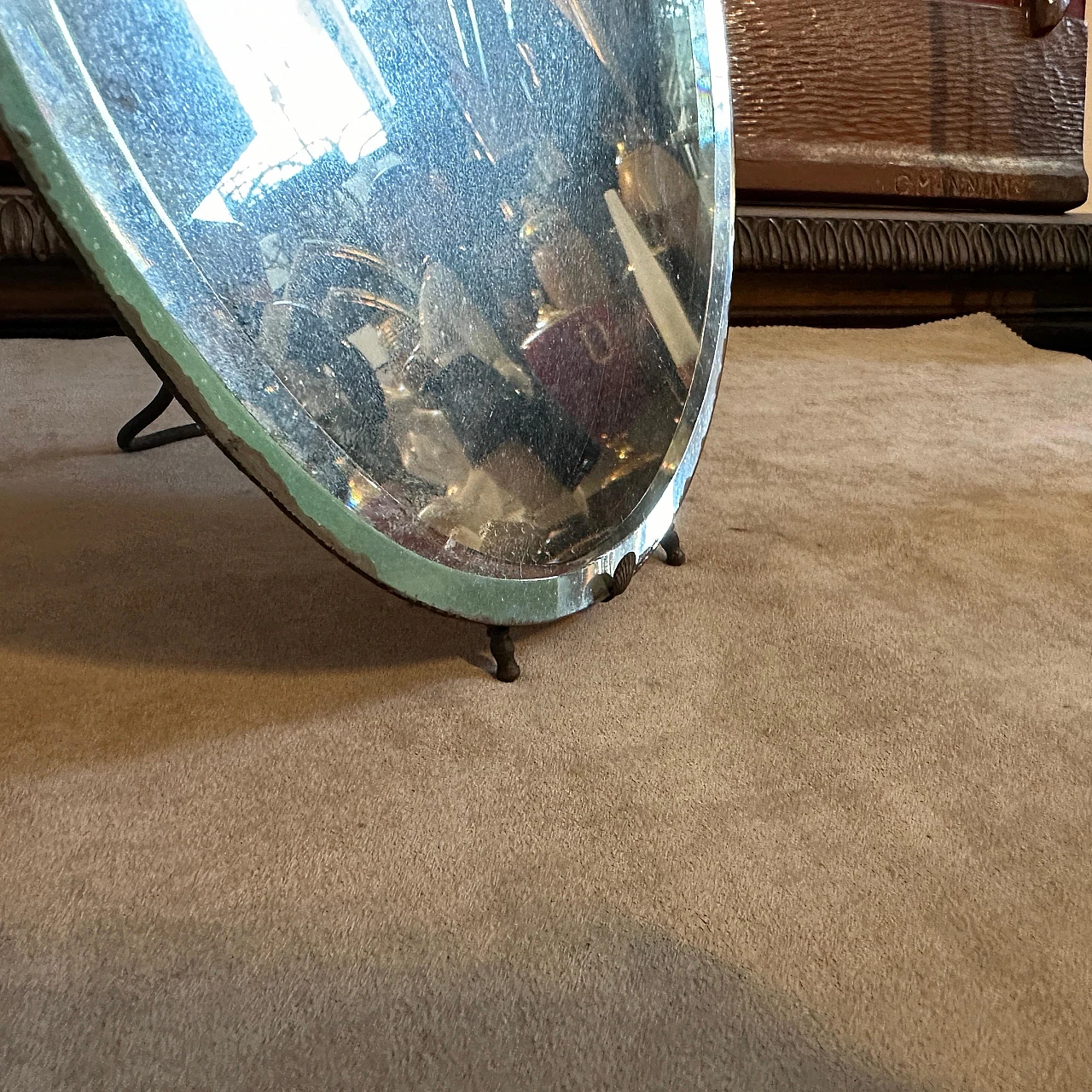 Wood and glass palette table mirror By L. Fontana, 1930s 5