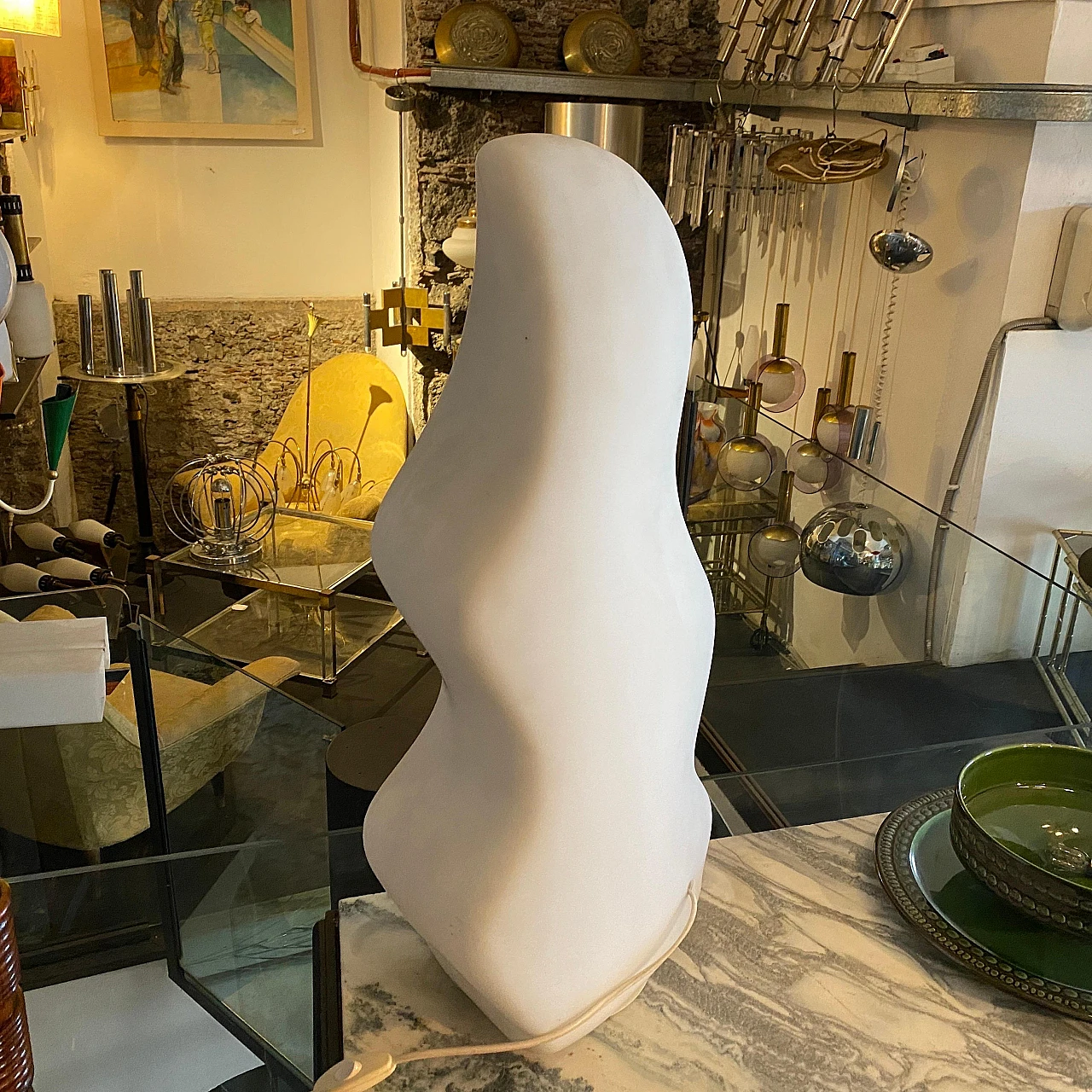 Lampada da tavolo Iceberg in vetro smerigliato anni '80 5