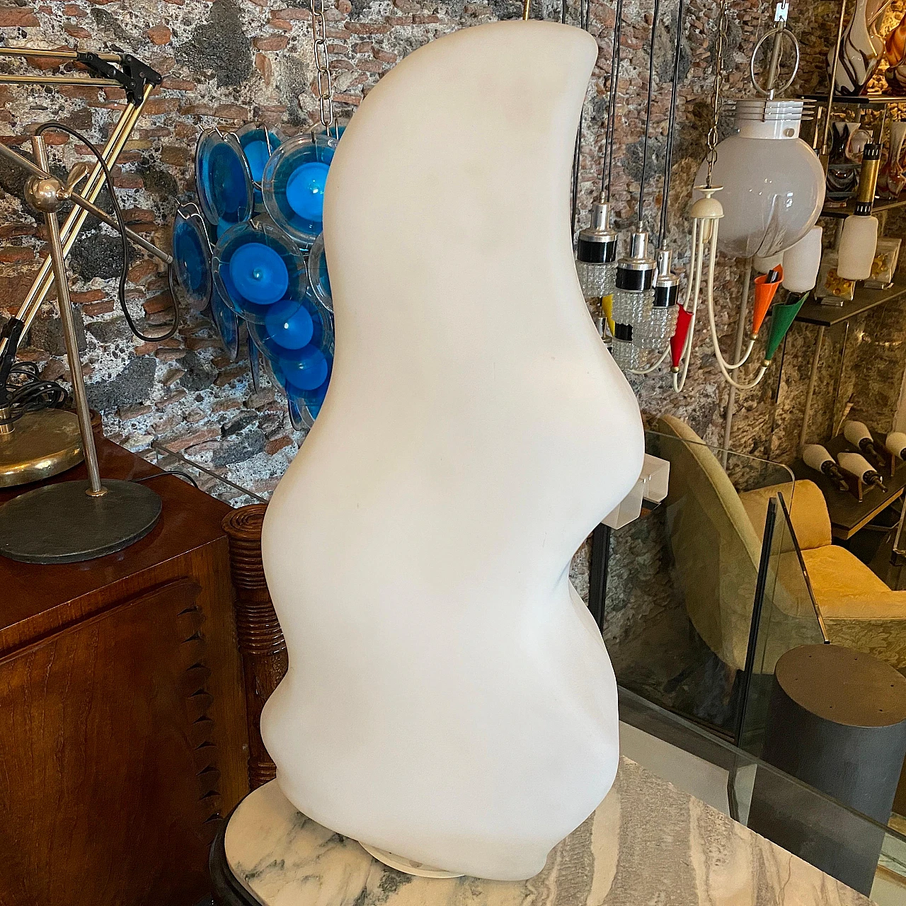 Lampada da tavolo Iceberg in vetro smerigliato anni '80 7