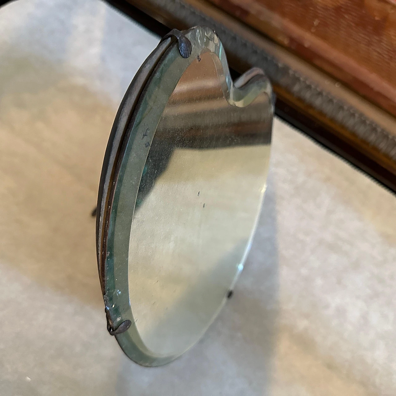 Wood and glass palette table mirror By L. Fontana, 1930s 8