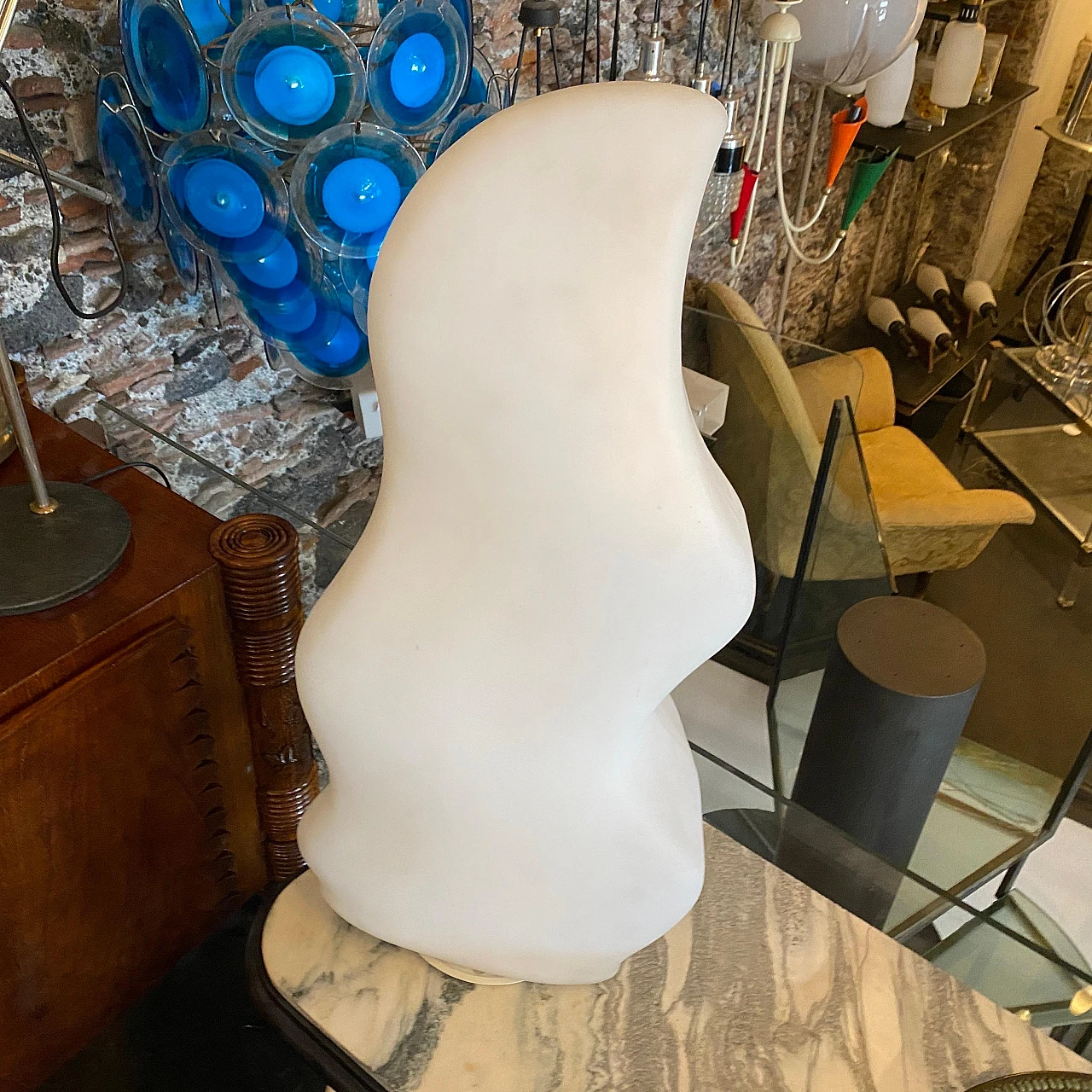 Lampada da tavolo Iceberg in vetro smerigliato anni '80 8