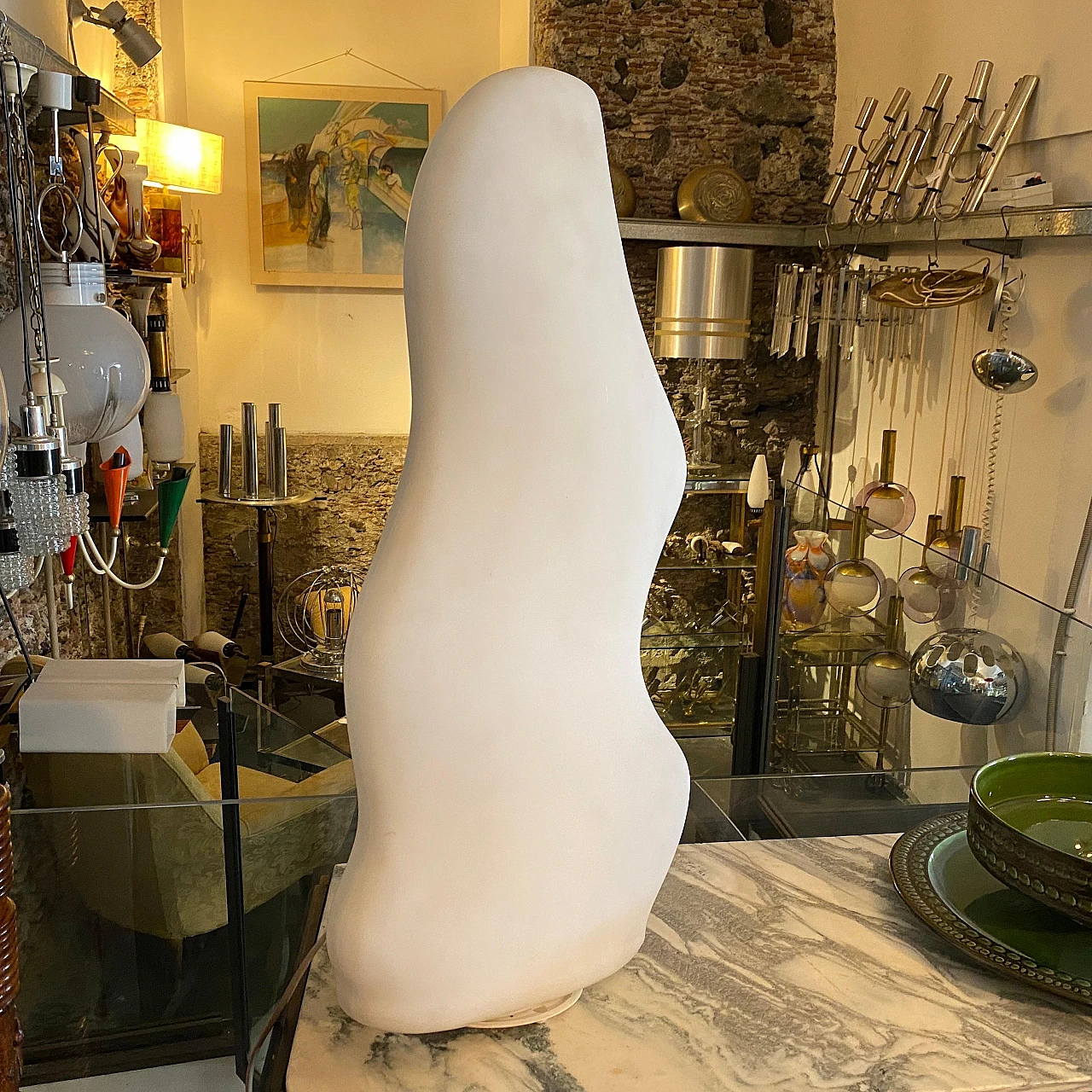 Lampada da tavolo Iceberg in vetro smerigliato anni '80 9