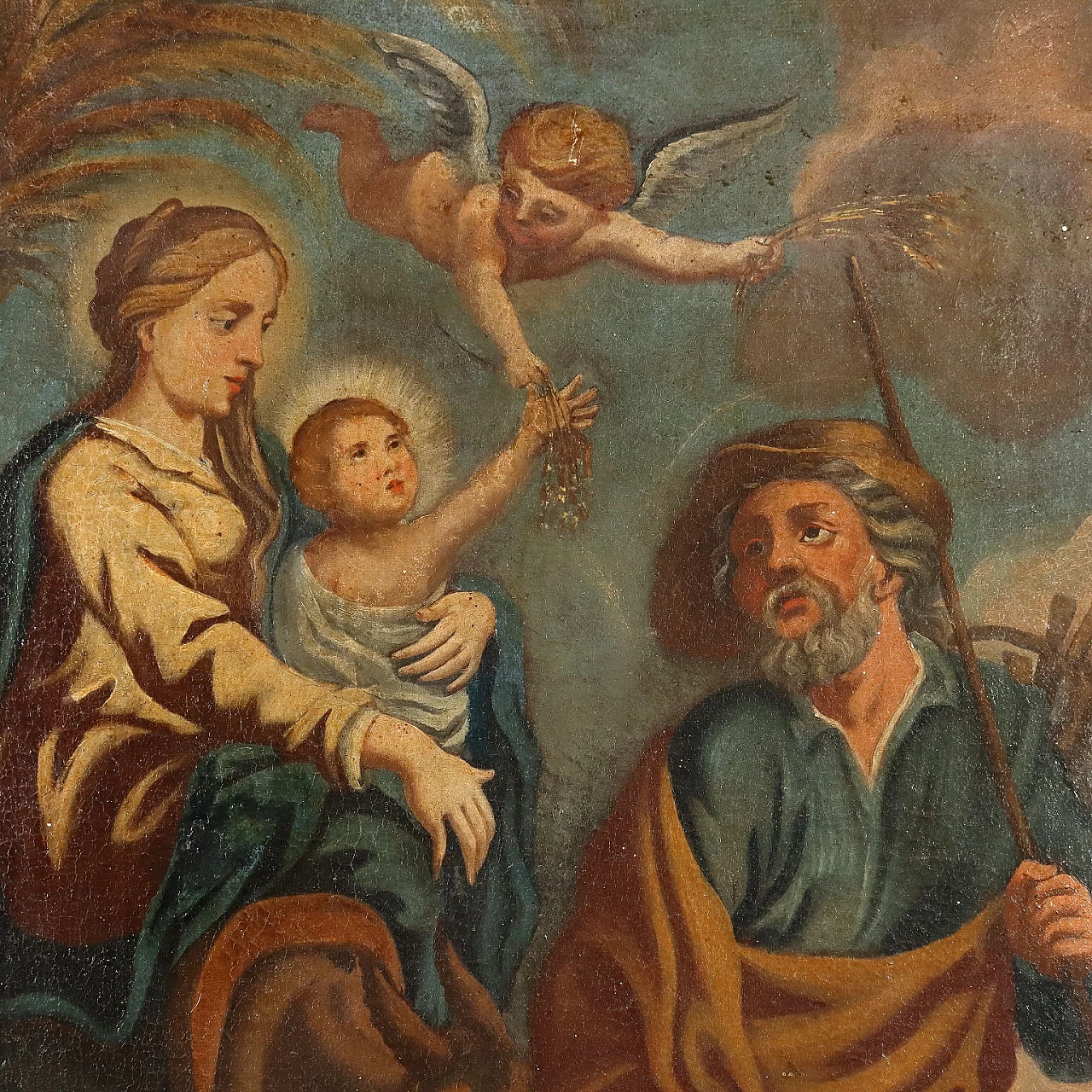 The flight into Egypt, oil on canvas, 18th century 3