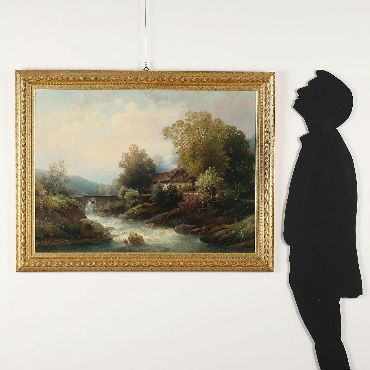 Landscape with river, oil on canvas, 19th century 2