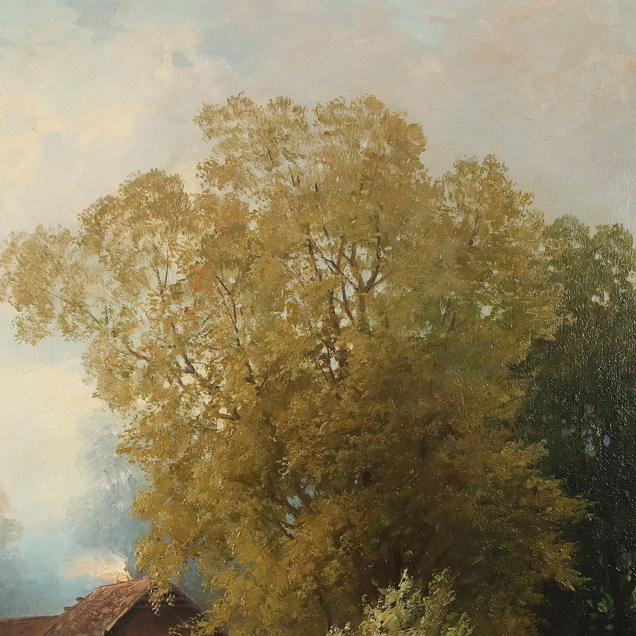 Landscape with river, oil on canvas, 19th century 4
