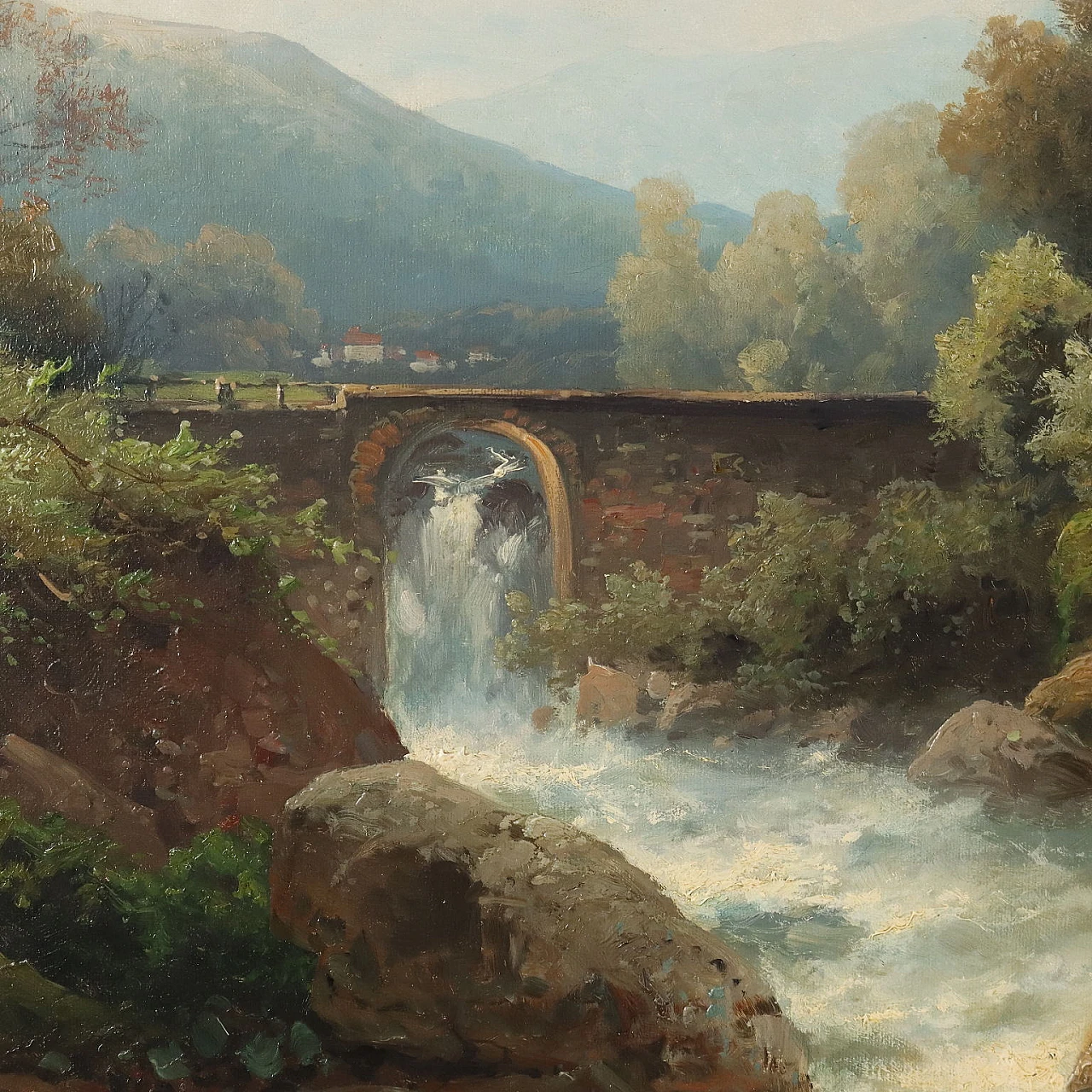 Landscape with river, oil on canvas, 19th century 5