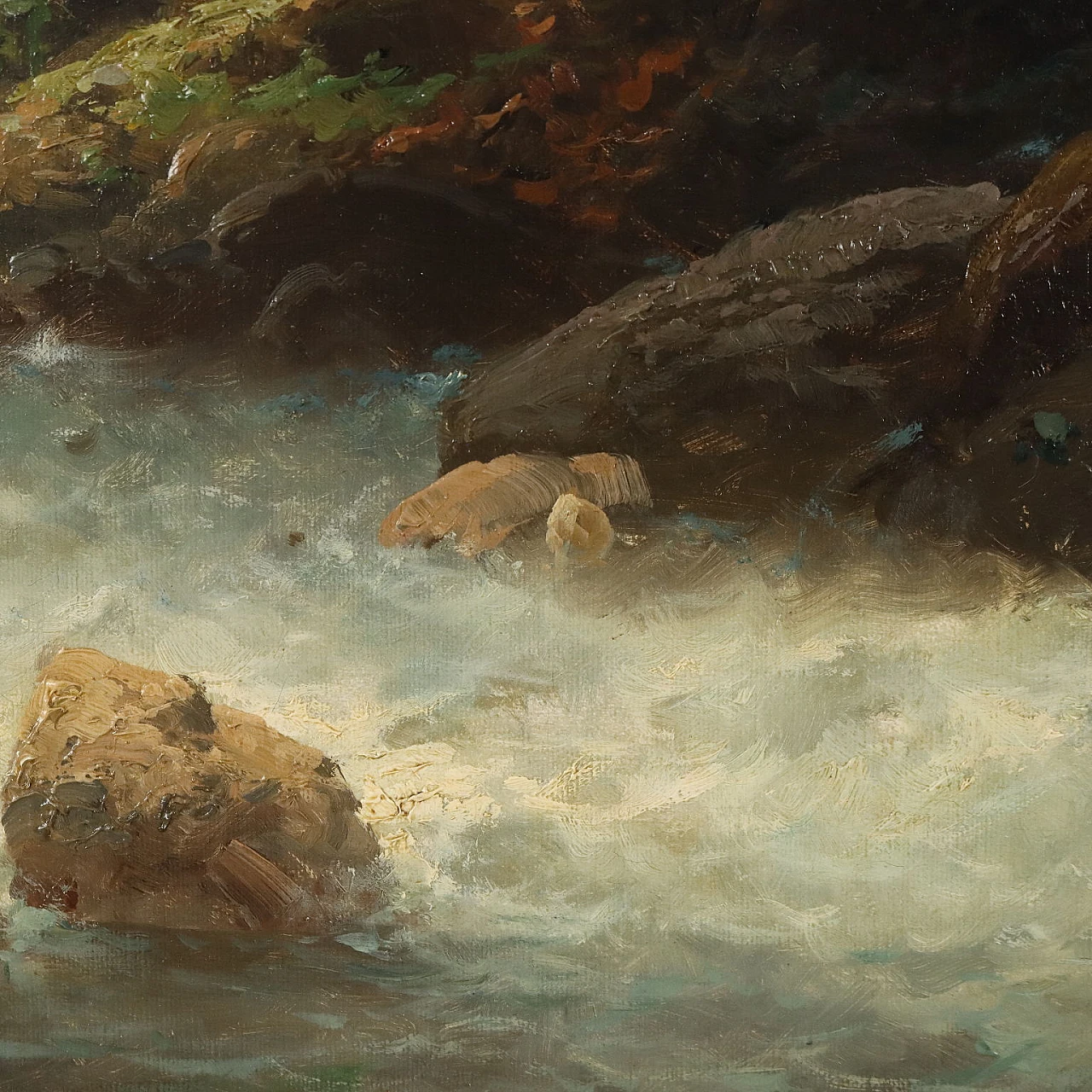 Landscape with river, oil on canvas, 19th century 6