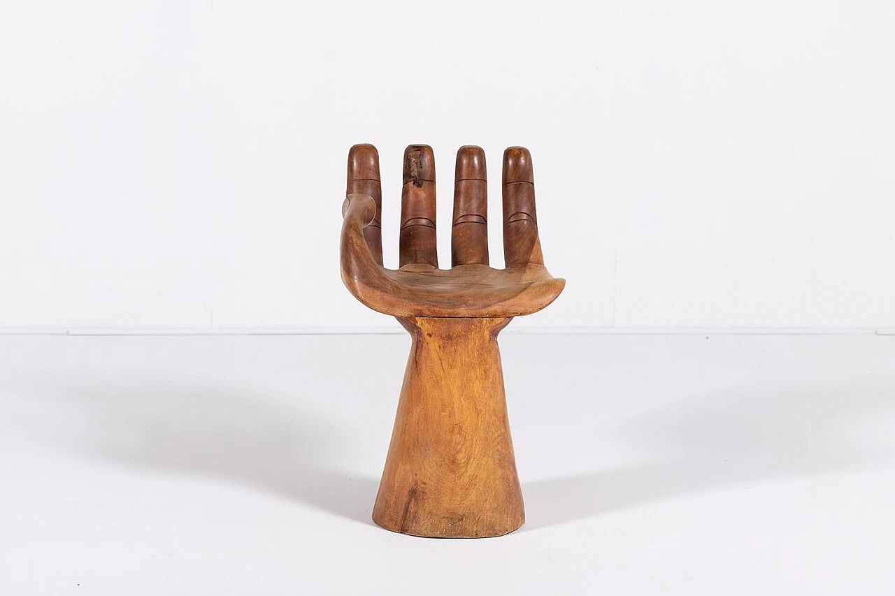 Hand-shaped carved wooden chair, 1980s 2