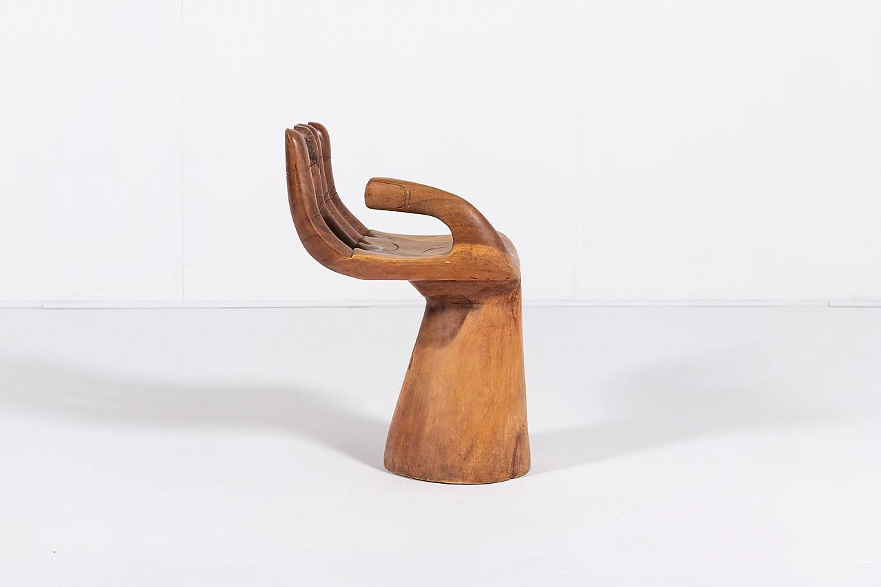 Hand-shaped carved wooden chair, 1980s 4
