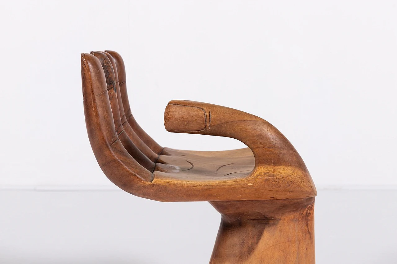 Hand-shaped carved wooden chair, 1980s 5