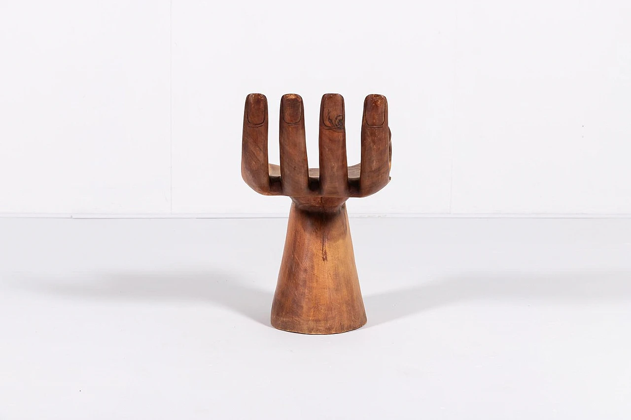 Hand-shaped carved wooden chair, 1980s 8