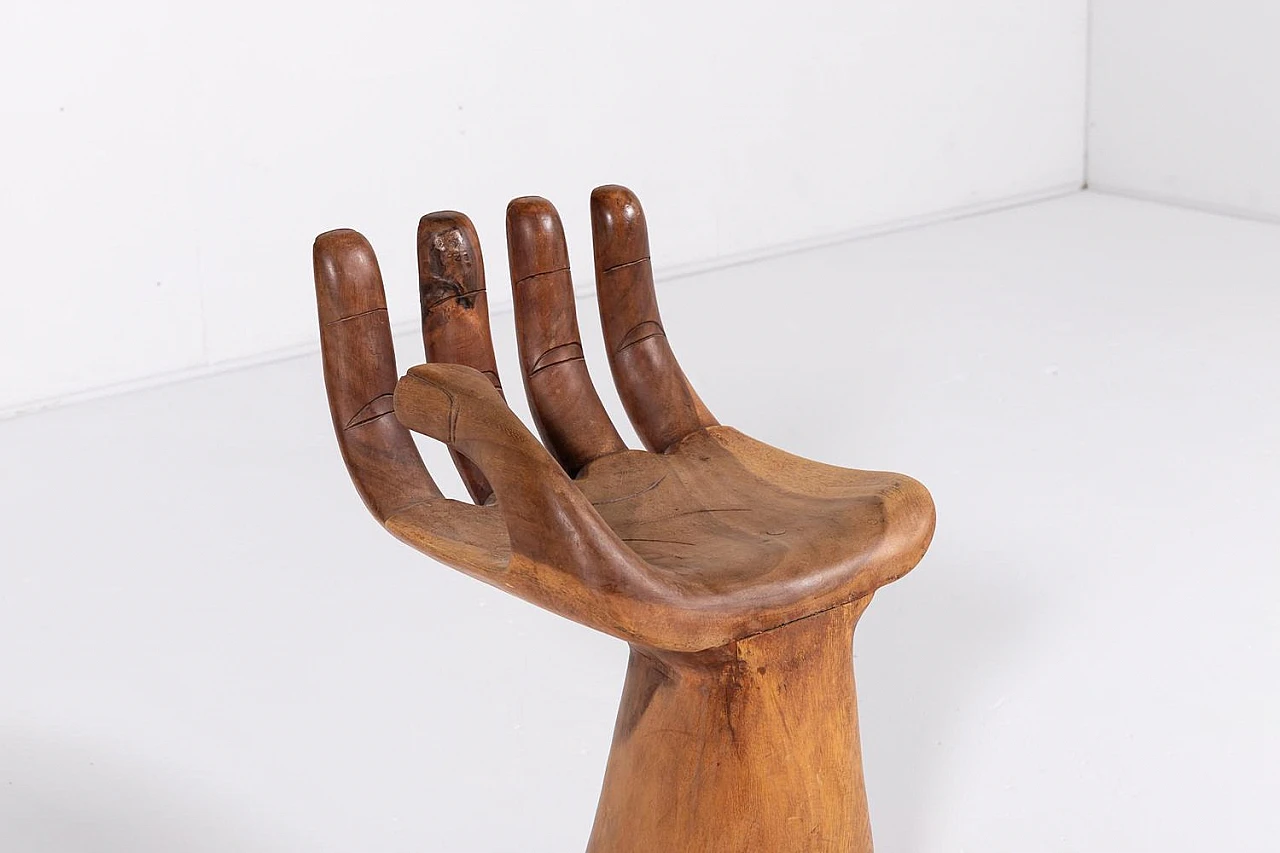 Hand-shaped carved wooden chair, 1980s 9