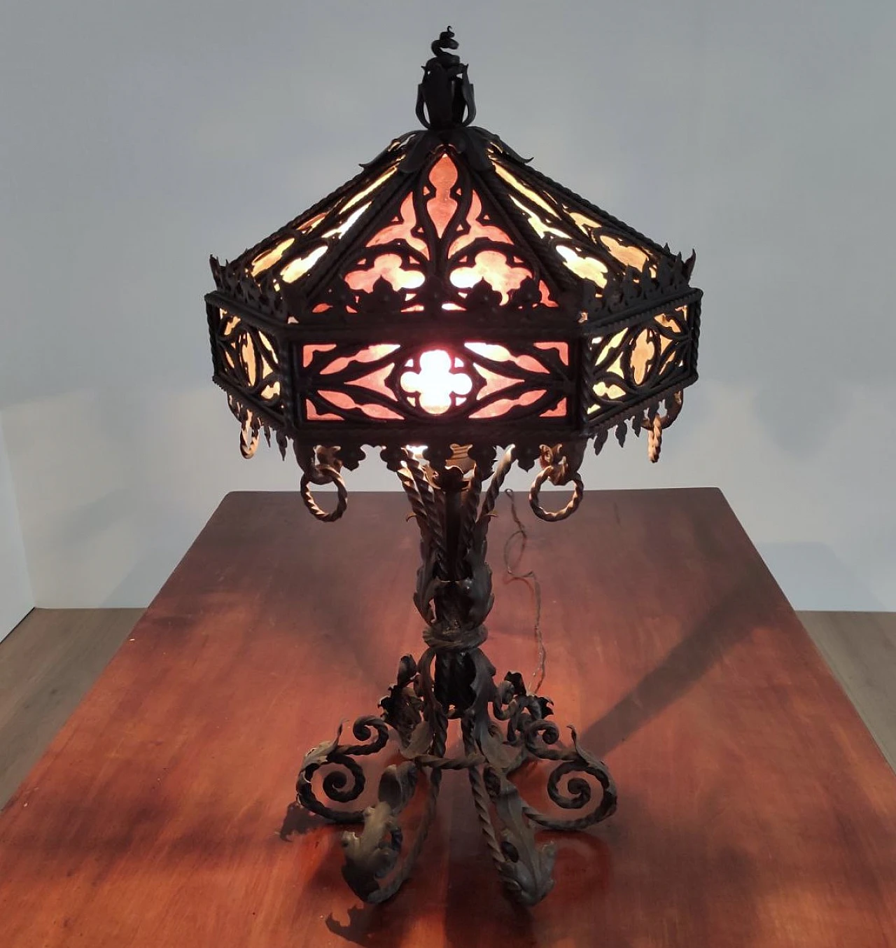 Wrought iron table lamp, early 1900s 2
