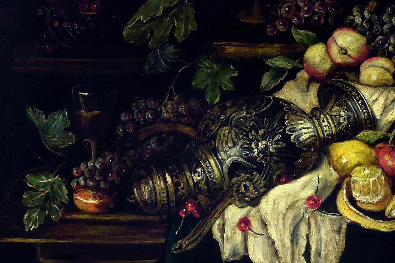 Natura morta di Andrea Marinelli, olio su tela incorniciato, anni '90 4