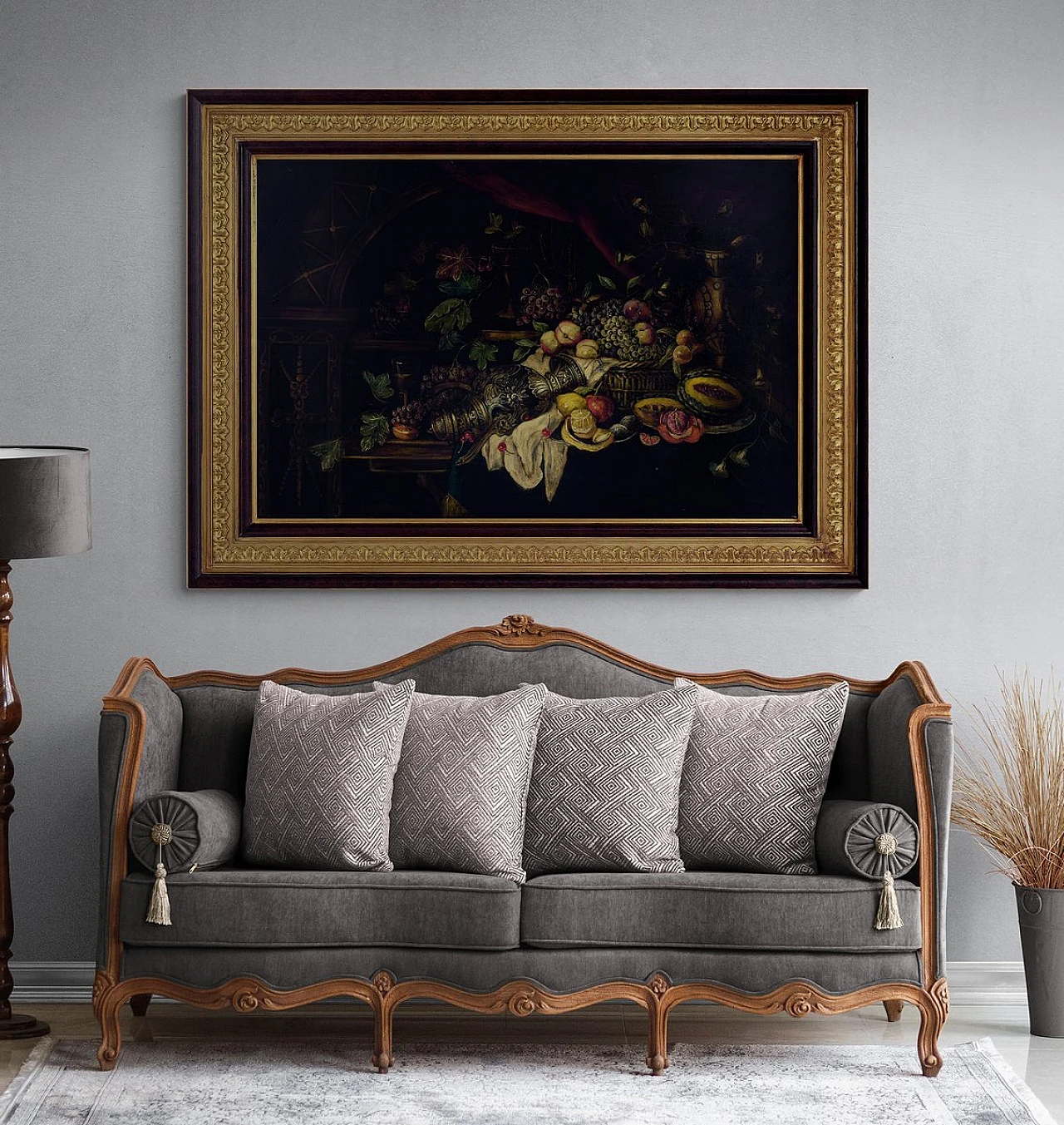 Natura morta di Andrea Marinelli, olio su tela incorniciato, anni '90 5