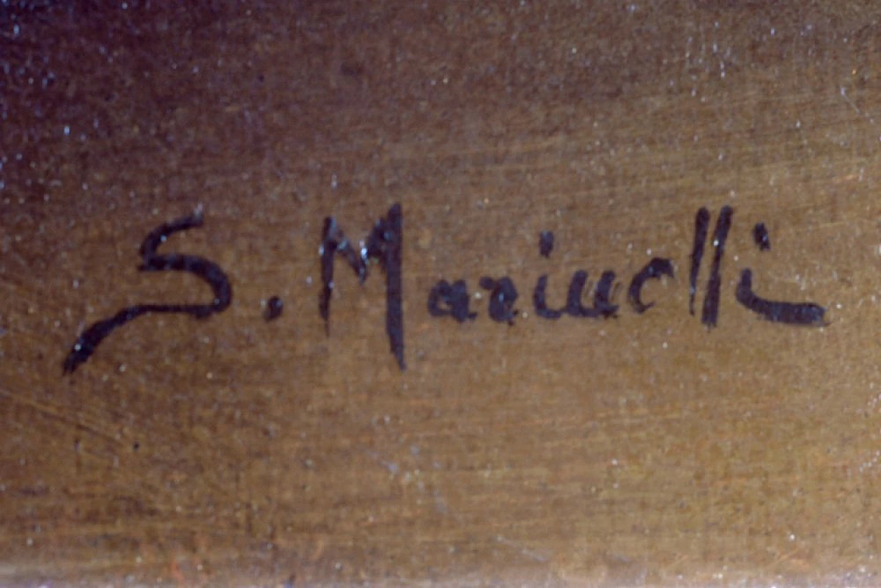 Vaso con uva nera di Salvatore Marinelli, olio su tela, anni '90 4