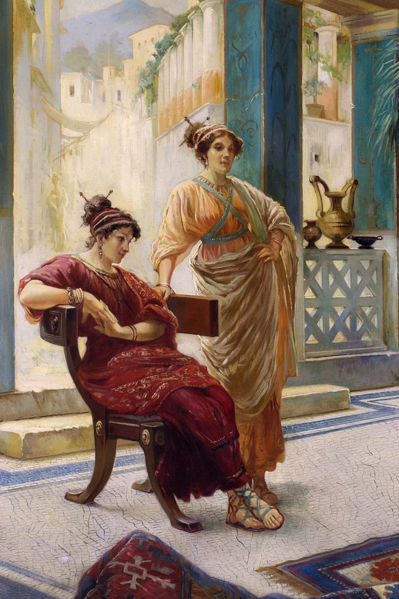 Carpet seller in Pompei by Angelo Granati, oil on canvas, 19th century 3