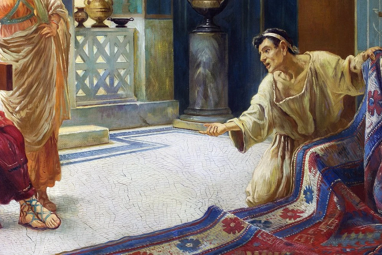 Carpet seller in Pompei by Angelo Granati, oil on canvas, 19th century 4