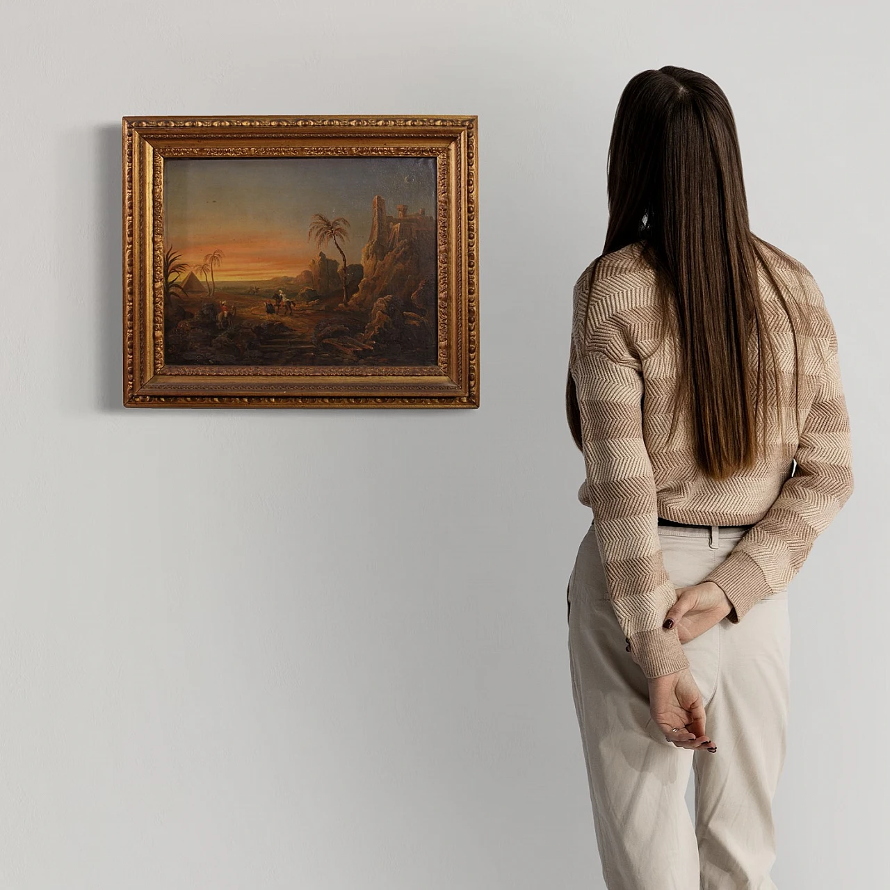 Raffinato dipinto orientalista, olio su tela, '800 3