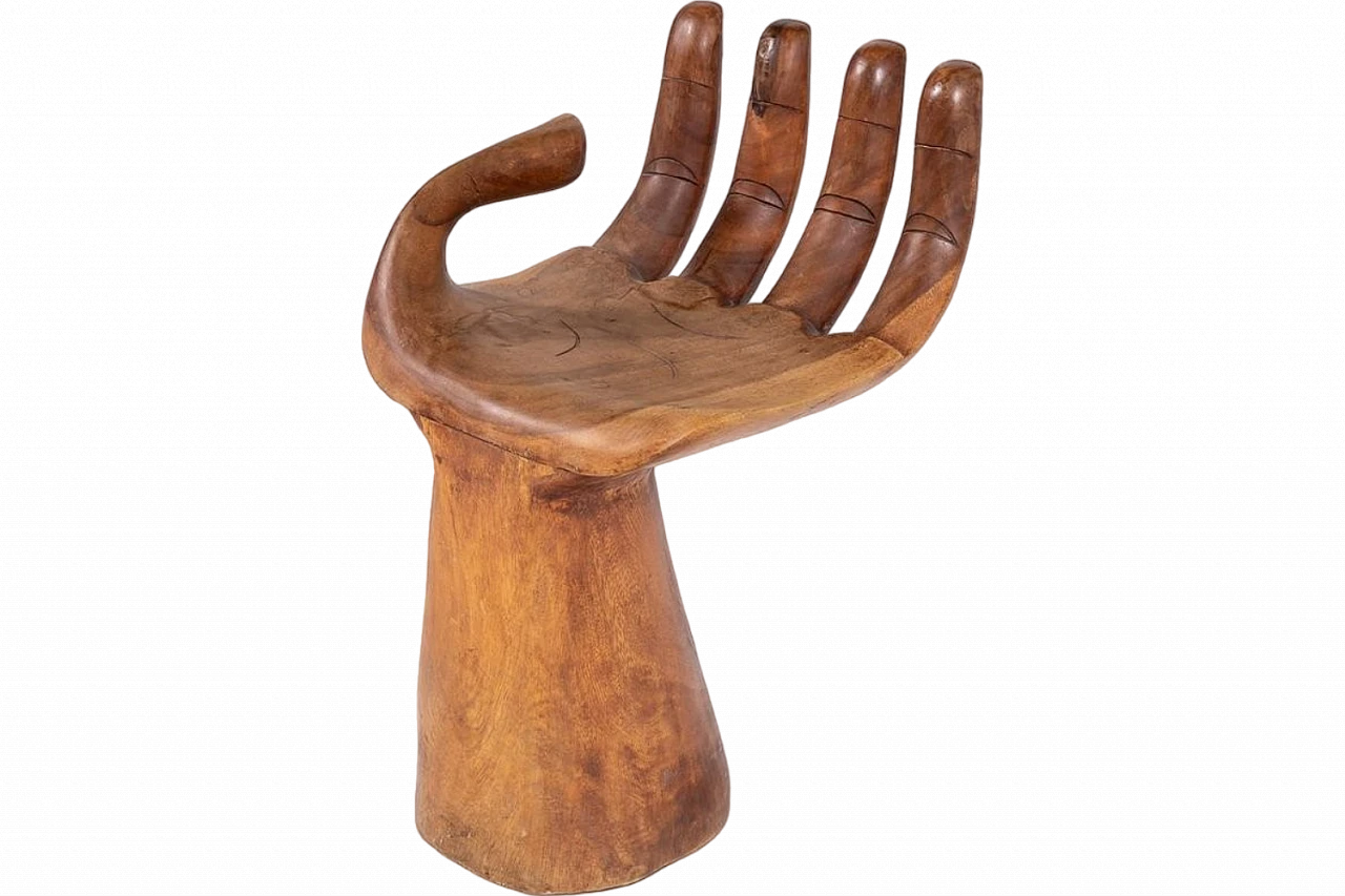 Hand-shaped carved wooden chair, 1980s 11