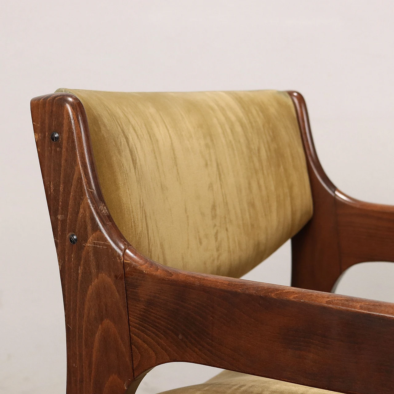 6 Chairs in wood with foam padding & velvet upholstery, 1960s 4