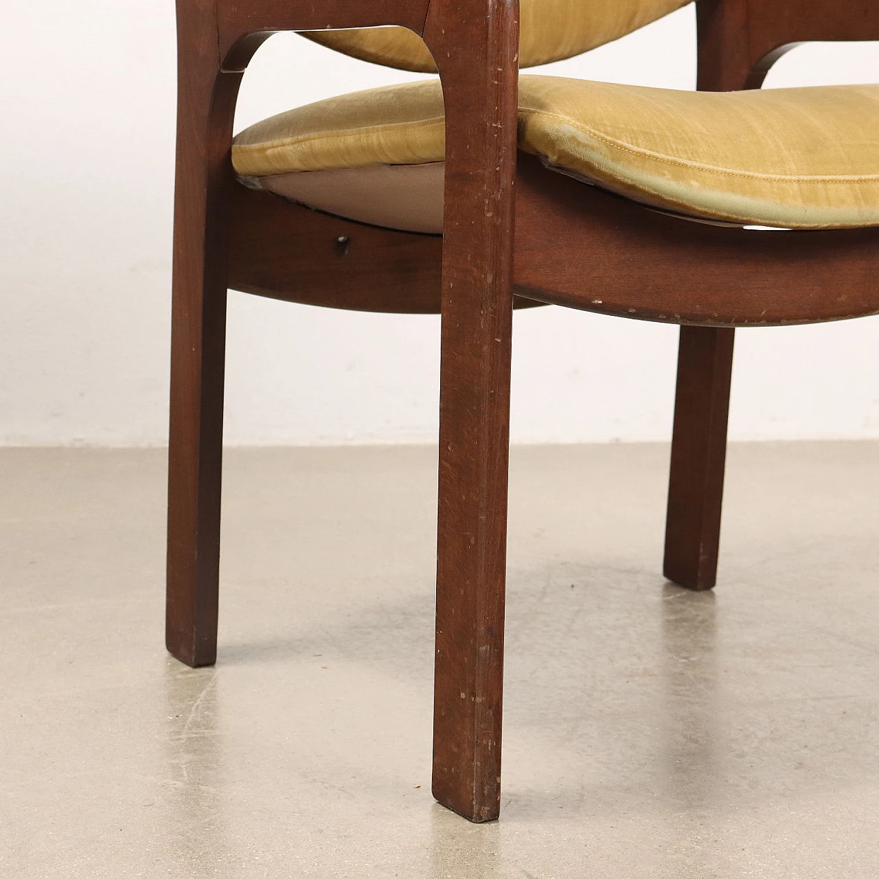 6 Chairs in wood with foam padding & velvet upholstery, 1960s 6