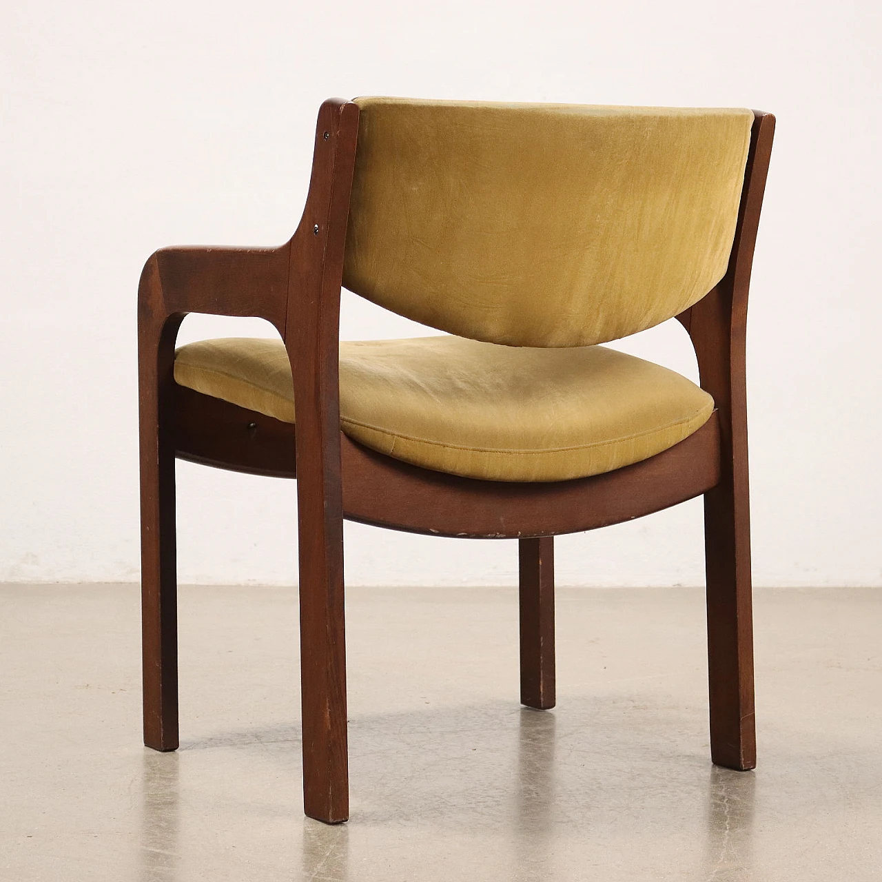 6 Chairs in wood with foam padding & velvet upholstery, 1960s 9