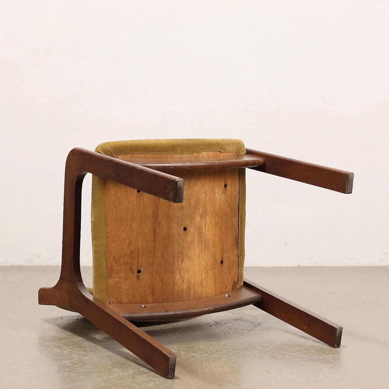 6 Chairs in wood with foam padding & velvet upholstery, 1960s 10