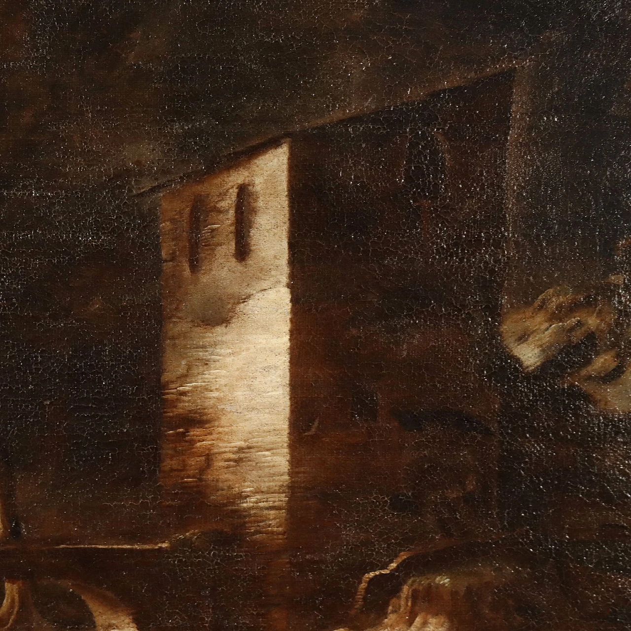 Paesaggio con edificio e pastore, olio su tela, '800 3