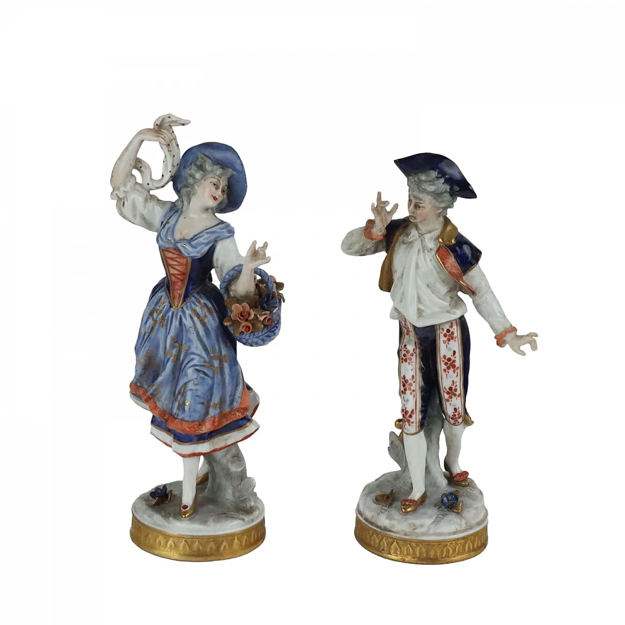 Coppia di statuine in porcellana Capodimonte, fine '800 1