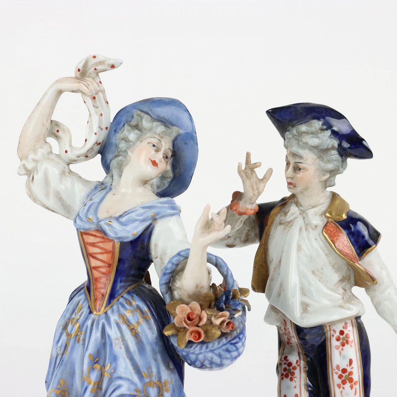 Coppia di statuine in porcellana Capodimonte, fine '800 3