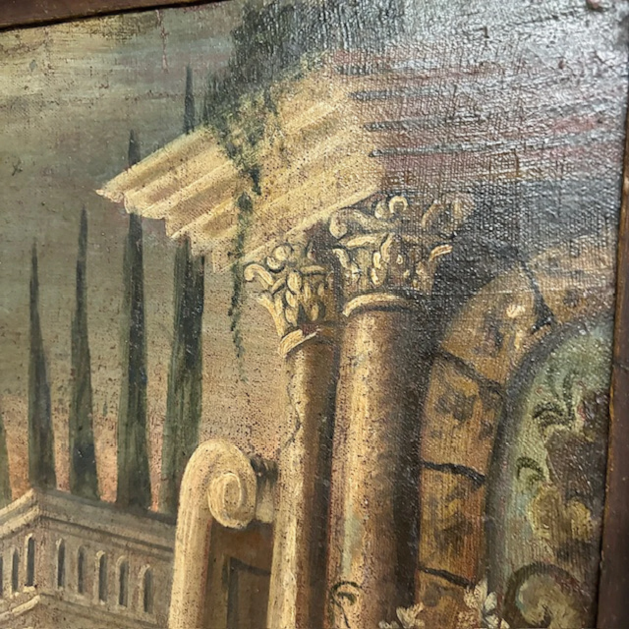 Capriccio Architettonico, dipinto antico a olio su tela, '600 8