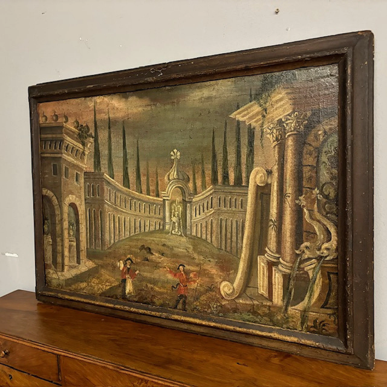 Capriccio Architettonico, dipinto antico a olio su tela, '600 9