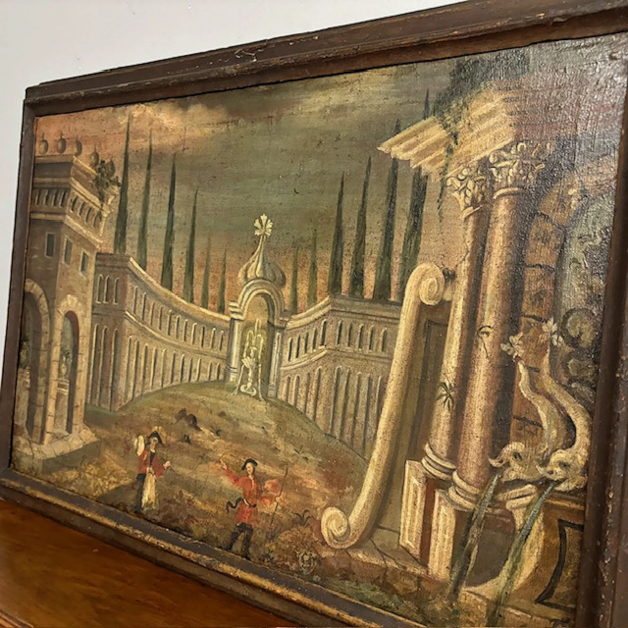 Capriccio Architettonico, dipinto antico a olio su tela, '600 10