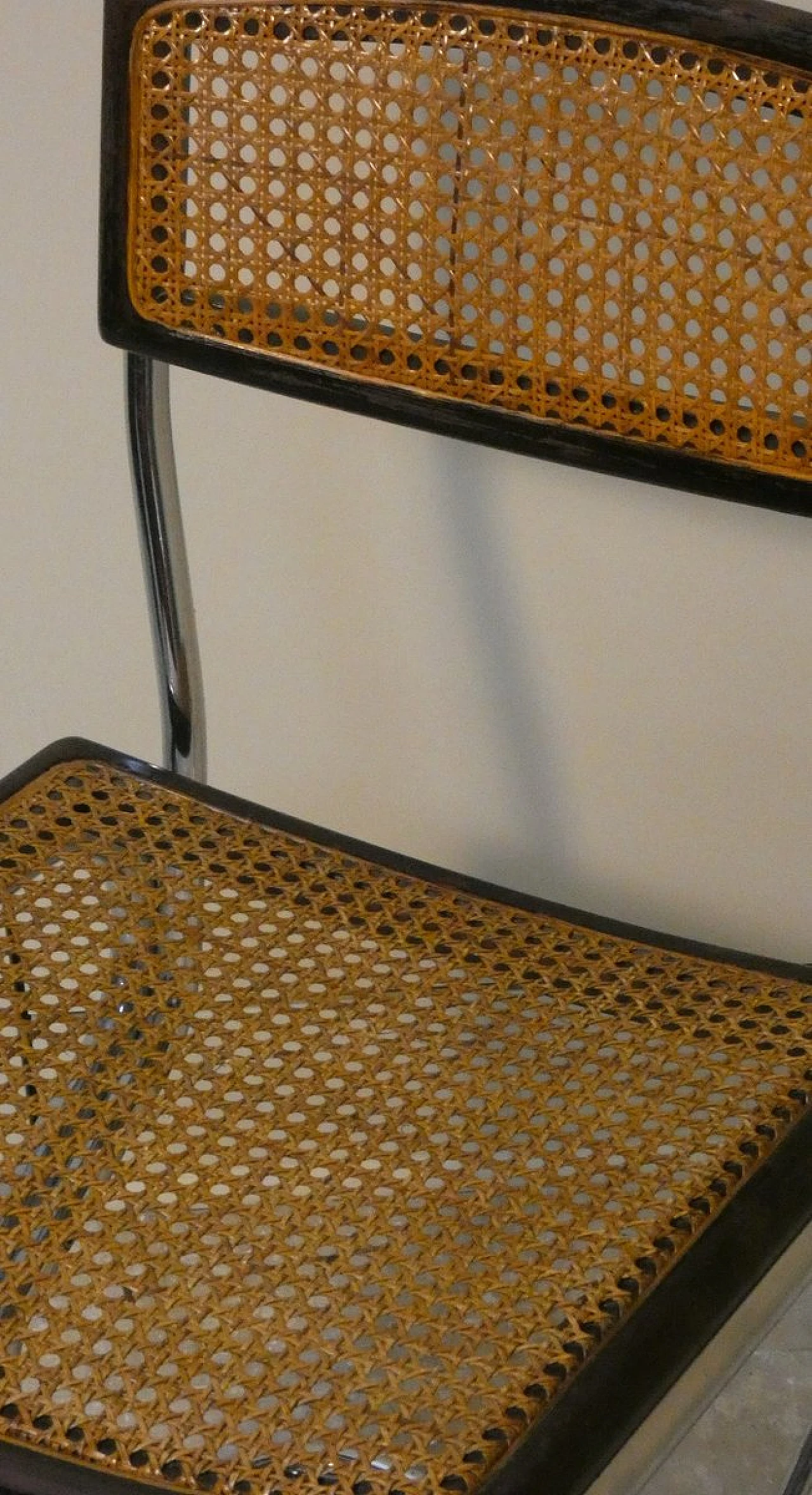 4 Sedie in paglia e acciaio di Vienna, anni '70 8