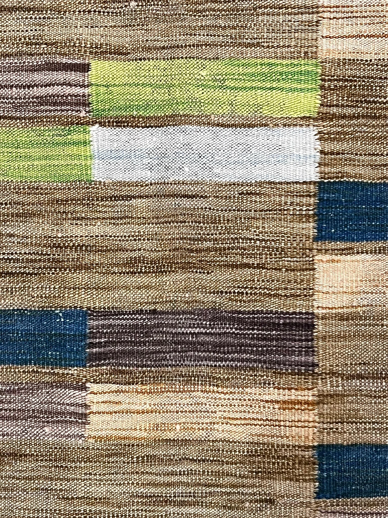 Woven flatweave rug style begie blue green, 1970s 3