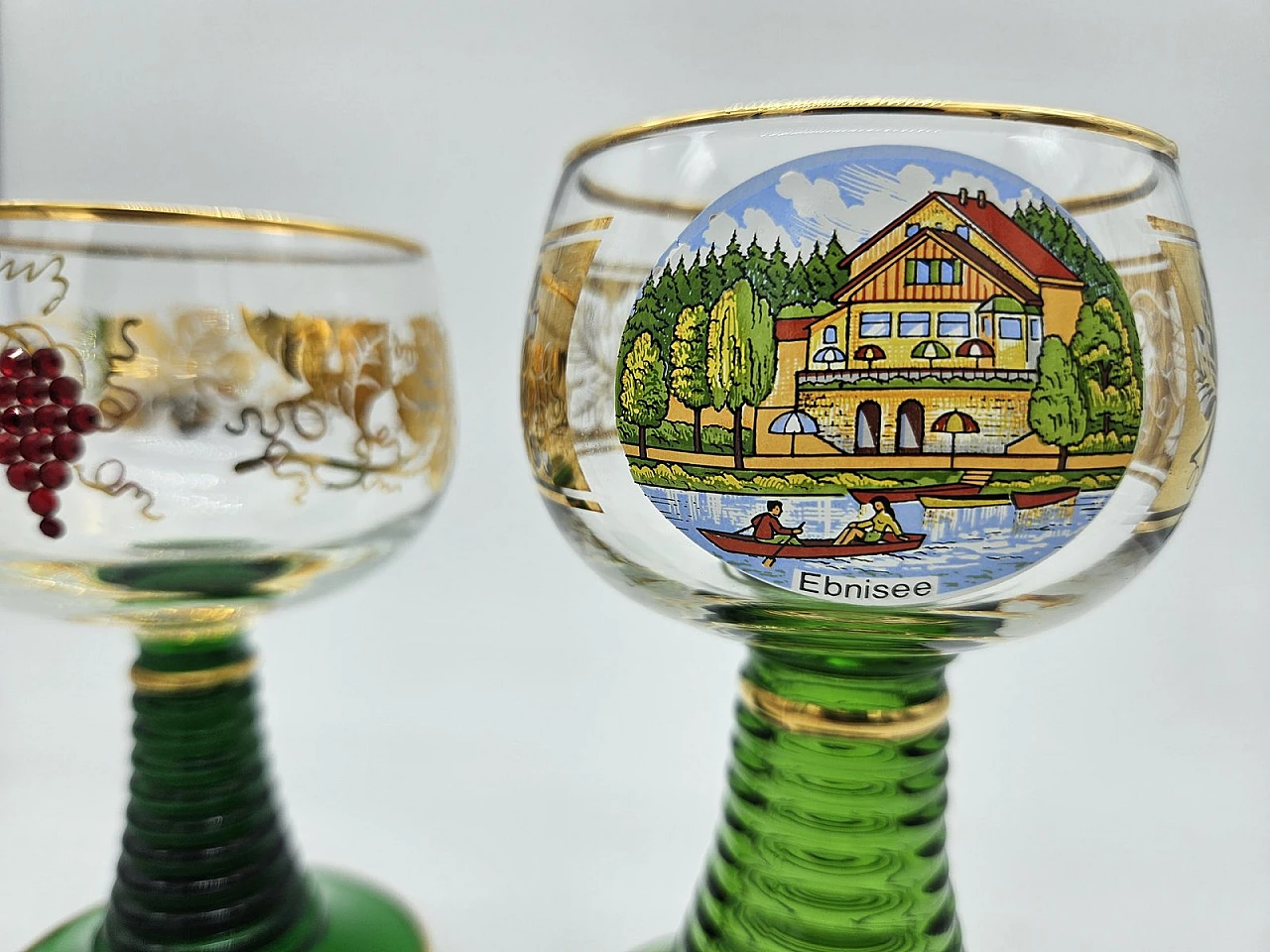 Large Decorated and Colored Glass Glasses, Germany, 1960s, Set of 10 5