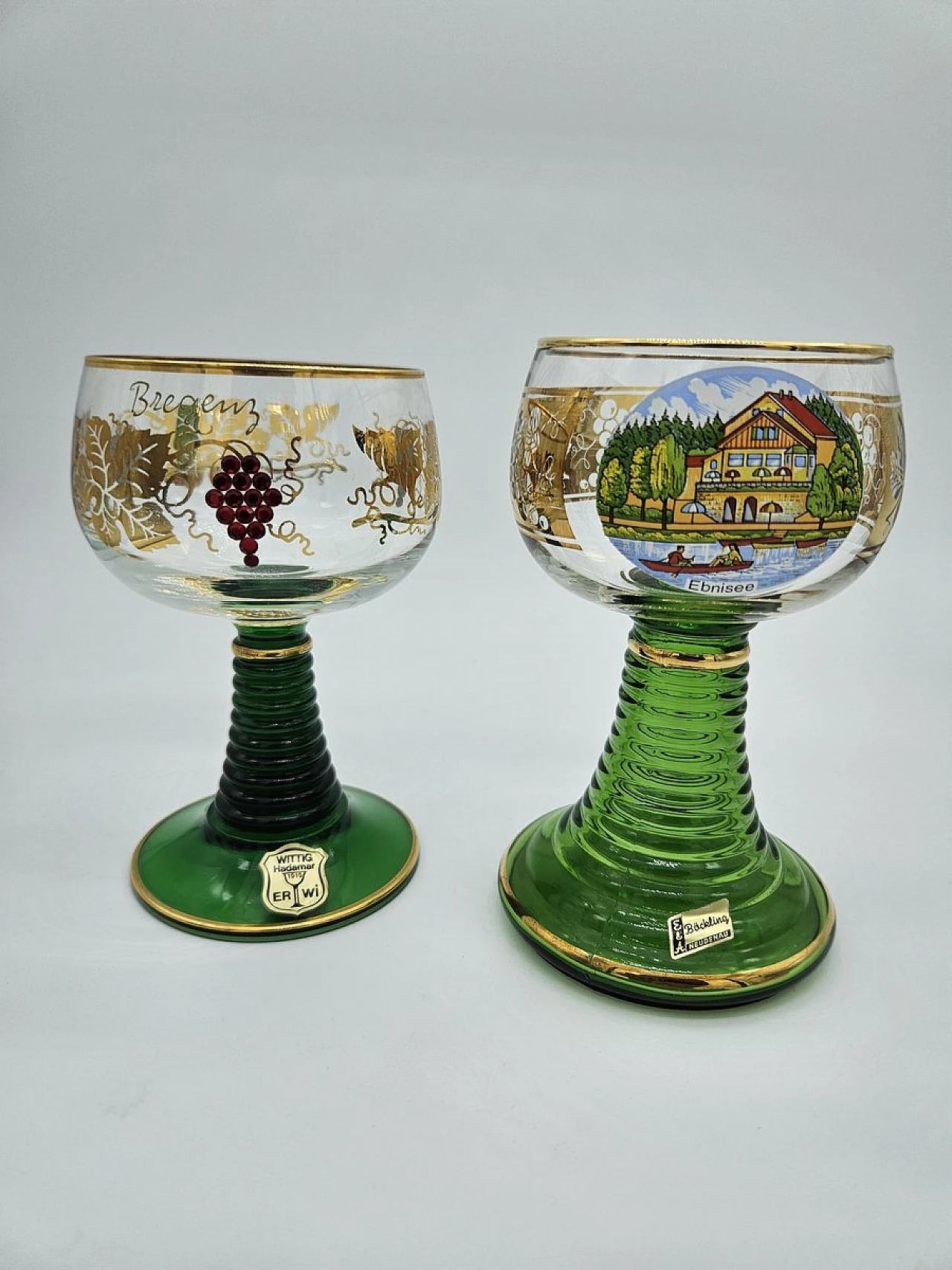 Large Decorated and Colored Glass Glasses, Germany, 1960s, Set of 10 7