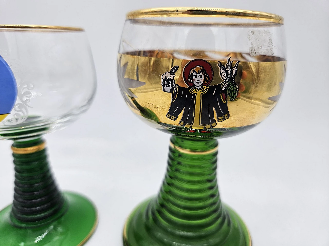 Large Decorated and Colored Glass Glasses, Germany, 1960s, Set of 10 9