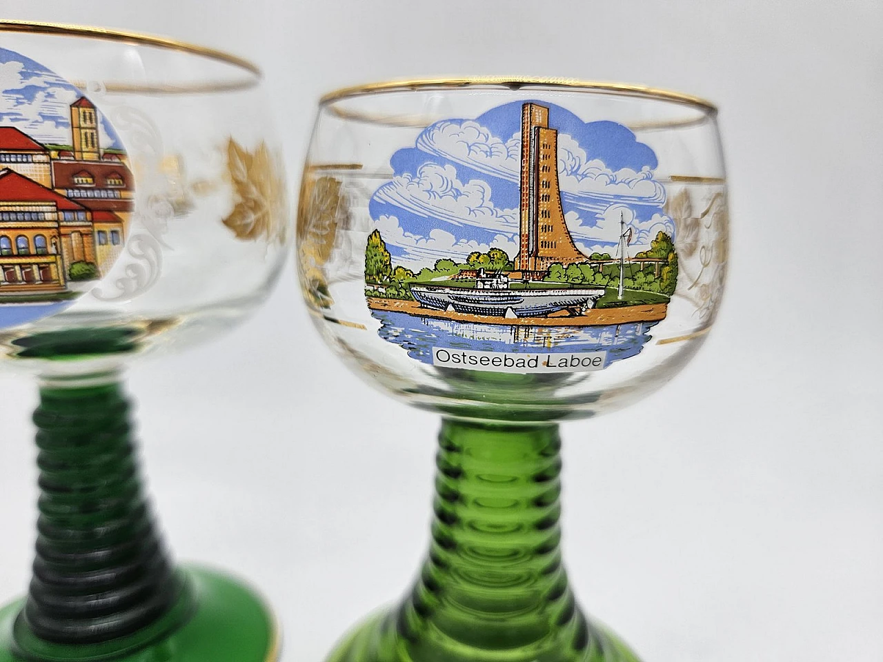 Large Decorated and Colored Glass Glasses, Germany, 1960s, Set of 10 12