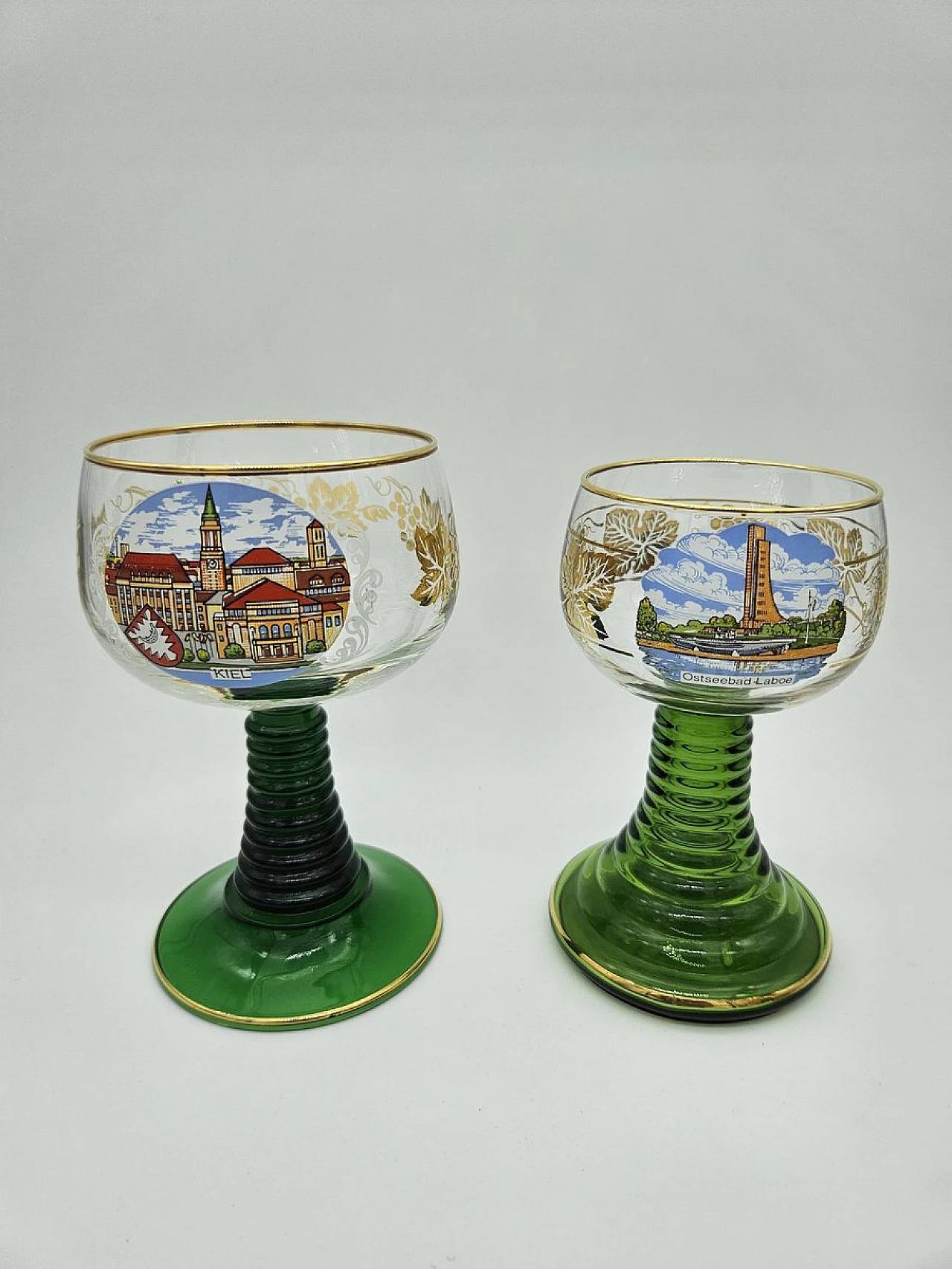 Large Decorated and Colored Glass Glasses, Germany, 1960s, Set of 10 14