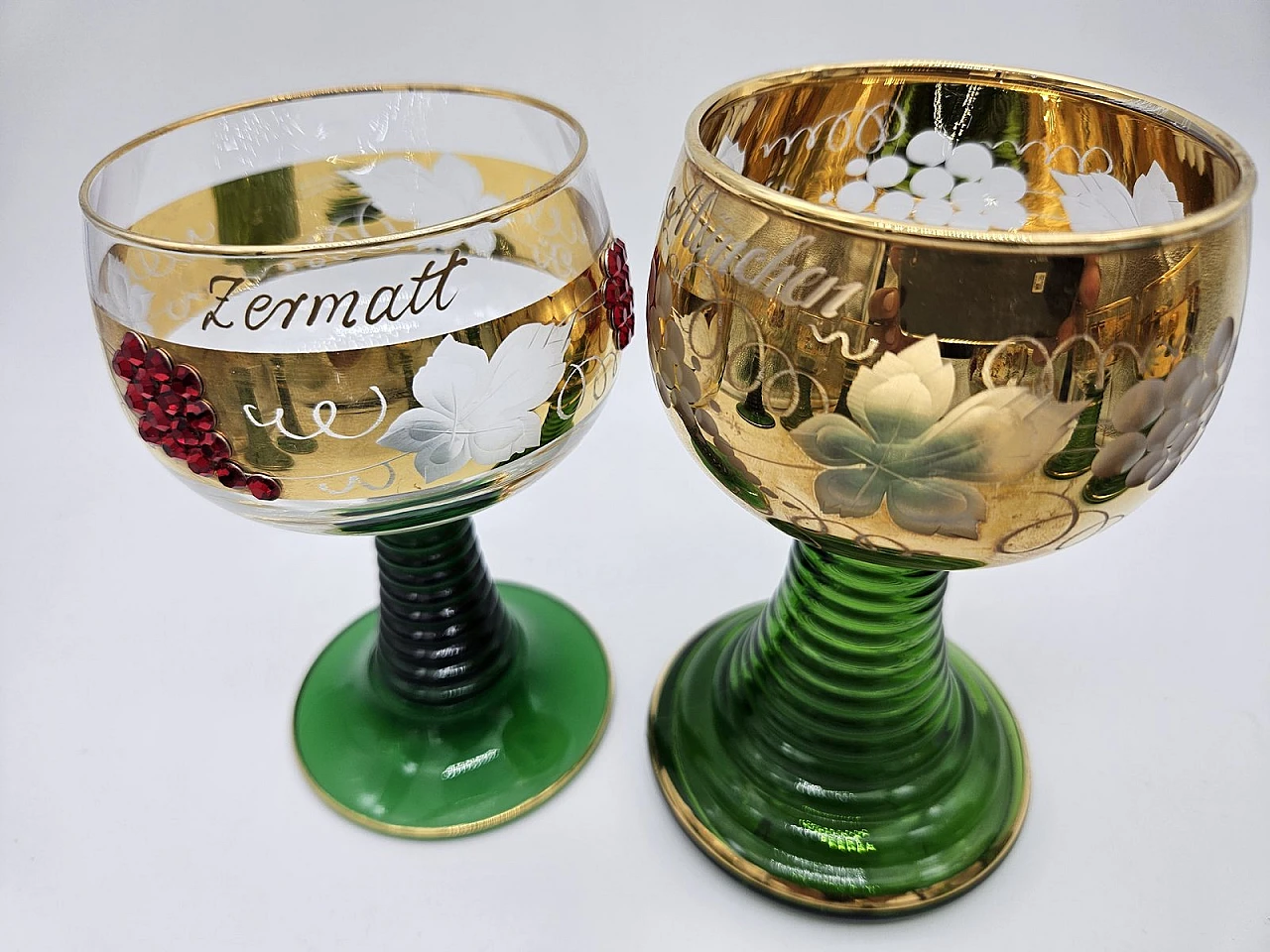 Large Decorated and Colored Glass Glasses, Germany, 1960s, Set of 10 15
