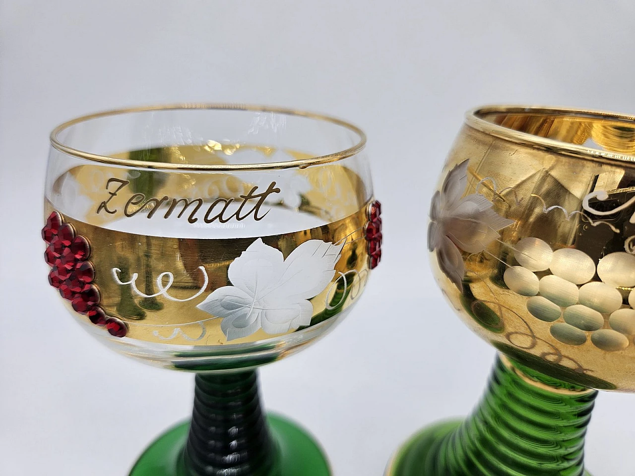 Large Decorated and Colored Glass Glasses, Germany, 1960s, Set of 10 16